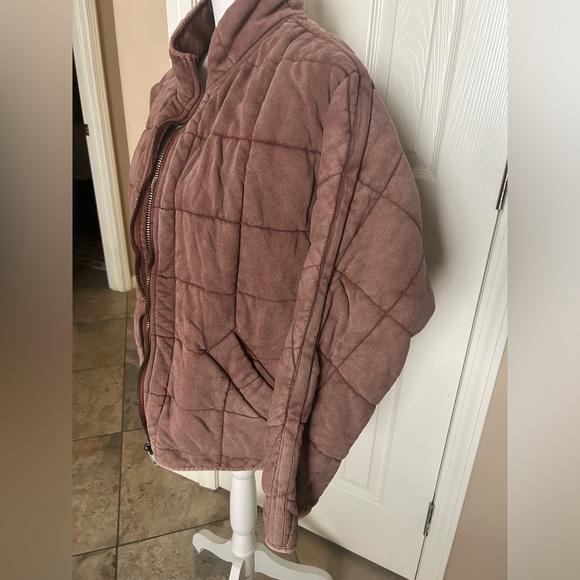 Free People Dolman Quilted Knit Jacket Cherry Cola - Picture 5 of 13